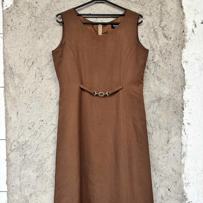 Dress Vintage | Dress Midi Linen Tanpa Lengan | Sleeve Dress Dress Vintage | Dress Midi Linen Tanpa Lengan | Sleeve Dress