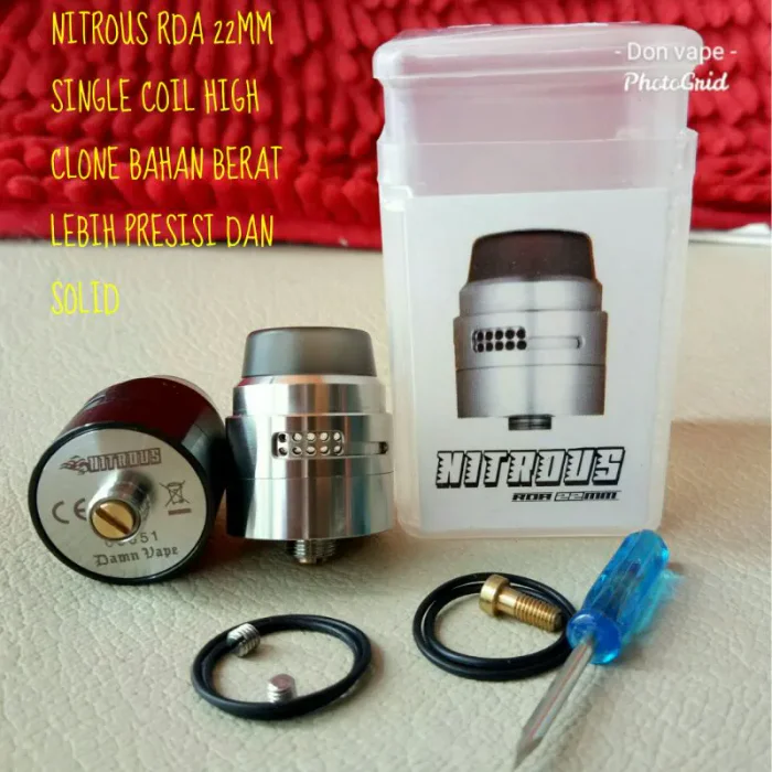 Jual RDA NITROUS 22MM SINGLE COIL BY DAMN VAPE HIGHCLONE Jual RDA NITROUS 22MM SINGLE COIL BY DAMN VAPE HIGHCLONE