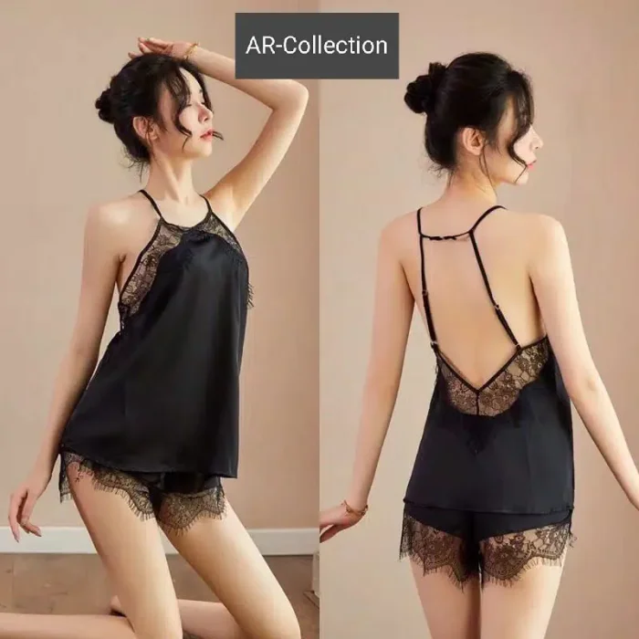 Jual Lingerie Sexy Bahan Satin Model setelan hiasan renda