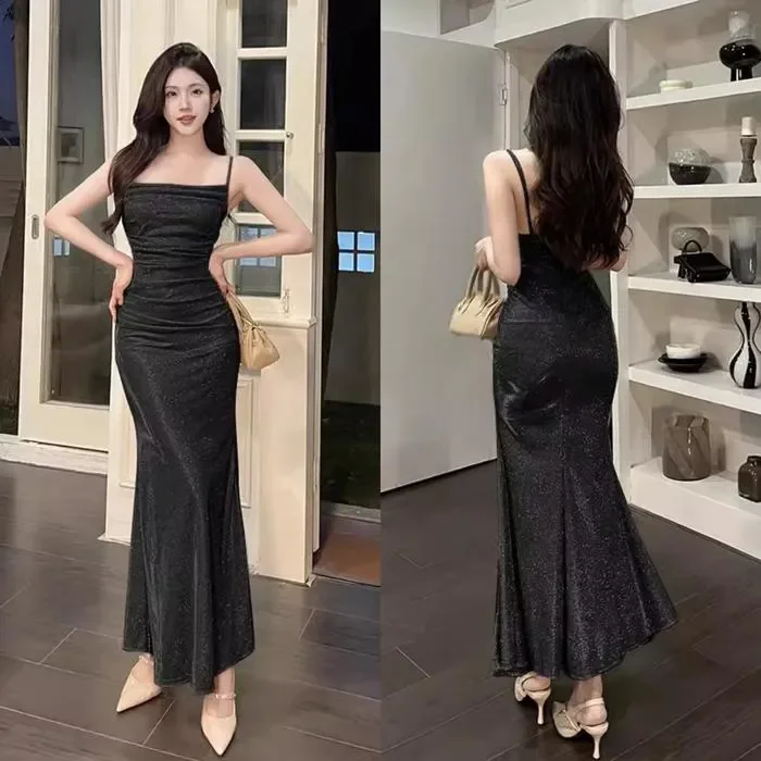 midi dress 2025 mewah elegan model terbaru Baju midi dress terbaru 2025 dress Hitam Gaun Pesta Mewah Elegan dress Wanita Lengan Pendek Ress 225.000